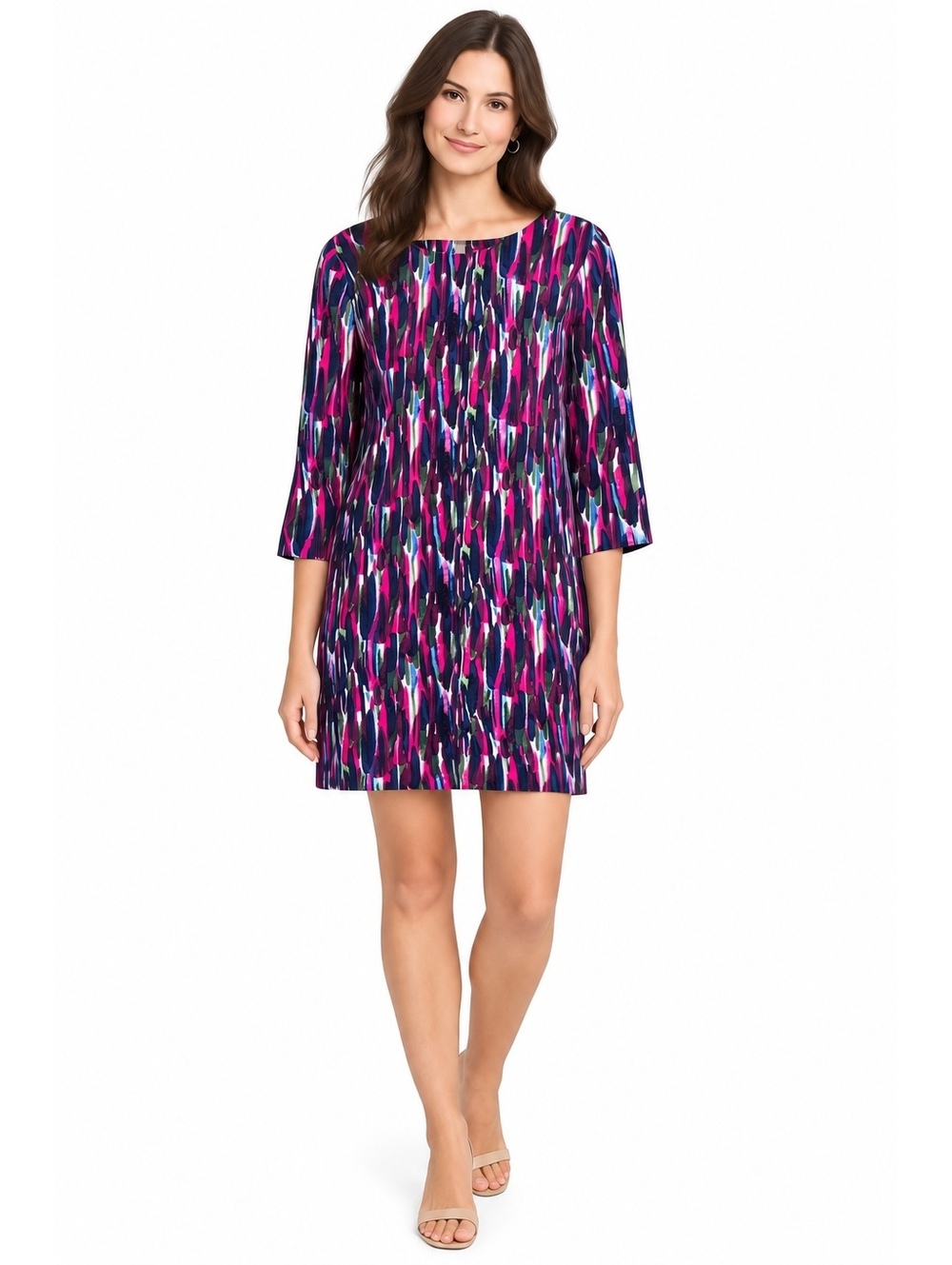Boden Beaufort Watercolor Abstract Print Shift Dress Women's 8R Artsy Boho Retro
